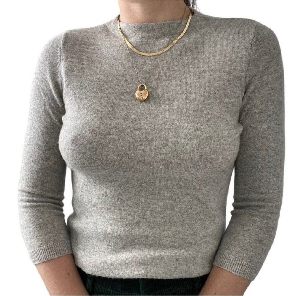 Talbots Womens Light Gray 100% Cashmere Soft Preppy Crewneck Sweater Sz S